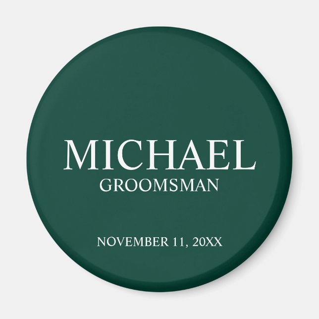 Personalised Groomsman's Name and Monogram Magnet (Front)