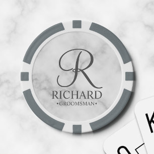 Personalised Groomsman's Name and Monogram Poker Chips