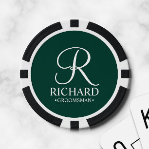 Personalised Groomsman's Name and Monogram Poker Chips