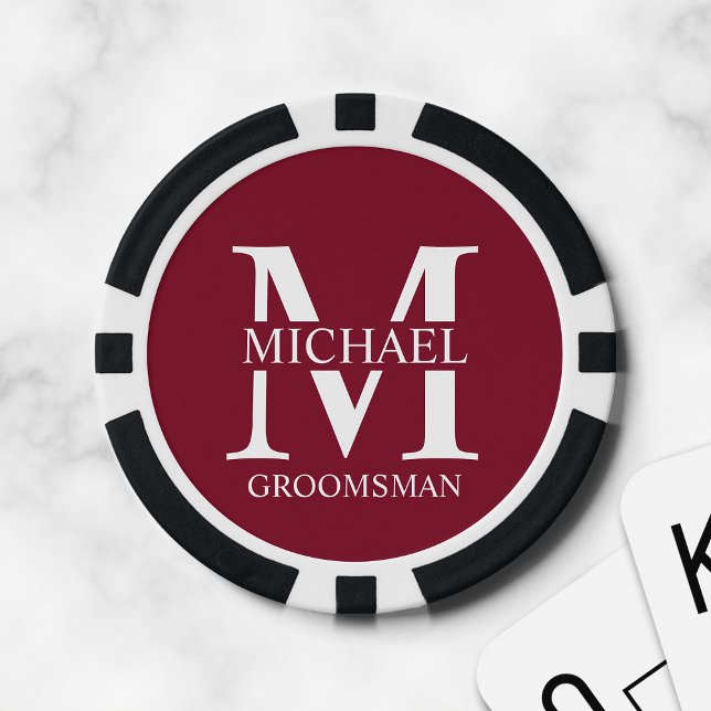 Personalised Groomsman's Name and Monogram Poker Chips (Creator Uploaded)