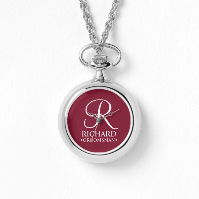 Personalised Groomsman's Name and Monogram Watch (Front)