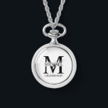 Personalised Groomsman's Name and Monogram Watch<br><div class="desc">Classic Personalised Groomsmen Gifts
featuring personalised groomsman's monogram,  name and title in black classic serif font style on white background.

Also perfect for best man,  father of the bride and more.</div>