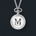 Personalised Groomsman's Name and Monogram Watch<br><div class="desc">Classic Personalised Groomsmen Gifts
featuring personalised groomsman's monogram, name and title in black classic serif font style on white background.
Also perfect for best man, father of the bride and more.</div>