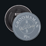 Personalised Groomsmen Bottle Opener<br><div class="desc">Contemporary,  modern,  unique dusty blue personalised Groomsman gift bottle opener with monogram - initials,  name and trendy handwritten calligraphy script.</div>