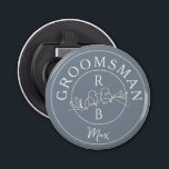 Personalised Groomsmen Bottle Opener<br><div class="desc">Contemporary,  modern,  unique dusty blue personalised Groomsman gift bottle opener with monogram - initials,  name and trendy handwritten calligraphy script.</div>