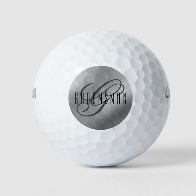 Personalised Groomsmen Brushed Silver Golf Balls (Front)