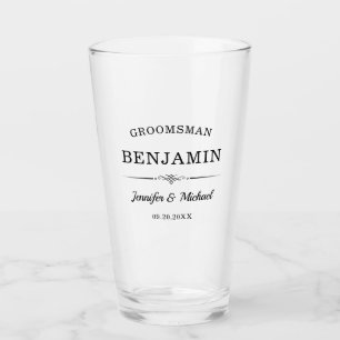 Personalised Groomsmen Gift Elegant Wedding Beer Glass
