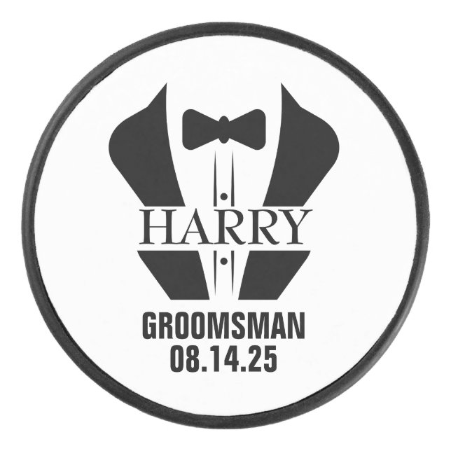 Personalised Groomsmen Gifts Hockey Puck (Front)
