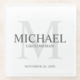 Personalised Groomsmen Glass Coaster