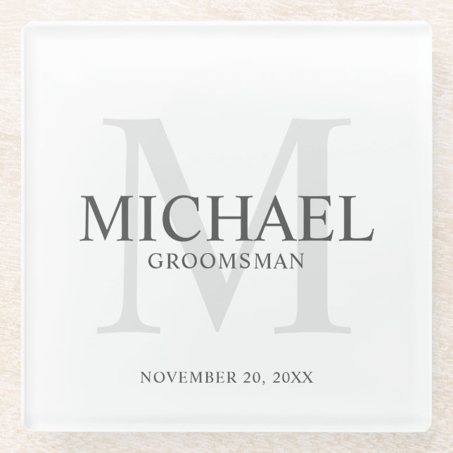 Personalised Groomsmen Glass Coaster (Front)