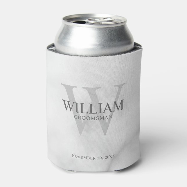 Personalised Groomsmen Monogram & Name Can Cooler (Can Front)