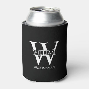 Personalised Groomsmen Monogram & Name Can Cooler