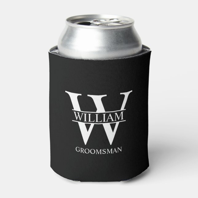 Personalised Groomsmen Monogram & Name Can Cooler (Can Front)