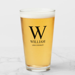 Personalised Groomsmen Monogram & Name Glass
