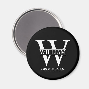 Personalised Groomsmen Monogram & Name Magnet