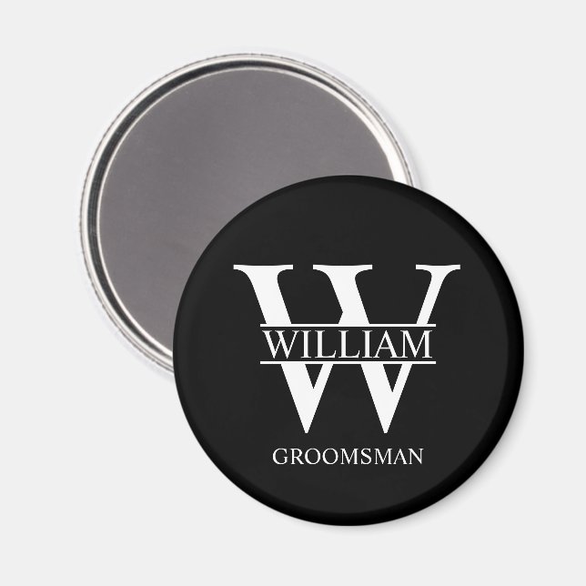 Personalised Groomsmen Monogram & Name Magnet (Front/Back)