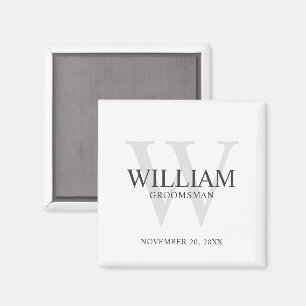Personalised Groomsmen Monogram & Name Magnet