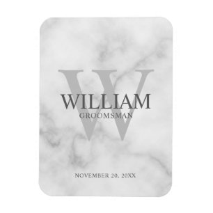 Personalised Groomsmen Monogram & Name Magnet