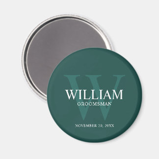 Personalised Groomsmen Monogram & Name Magnet
