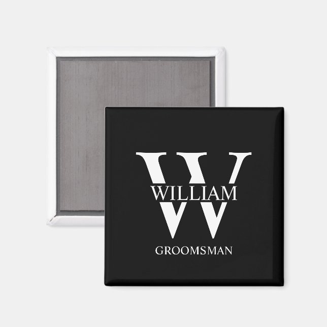 Personalised Groomsmen Monogram & Name Magnet (Front/Back)