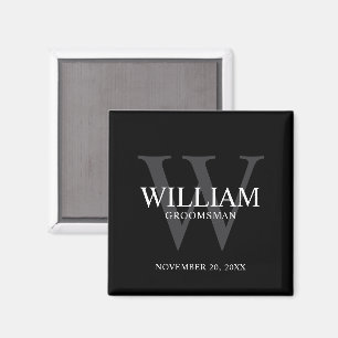 Personalised Groomsmen Monogram & Name Magnet