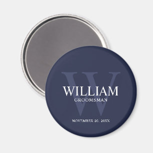 Personalised Groomsmen Monogram & Name Magnet