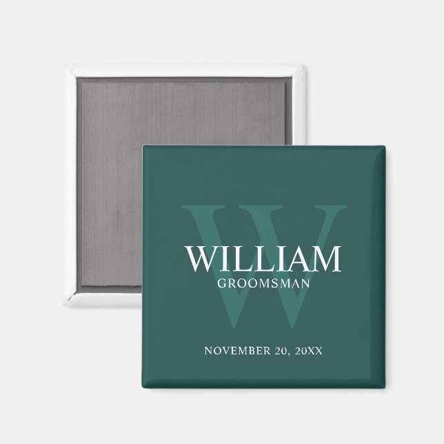 Personalised Groomsmen Monogram & Name Magnet (Front/Back)