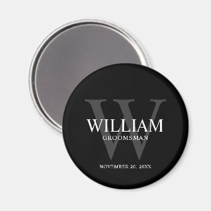Personalised Groomsmen Monogram & Name Magnet
