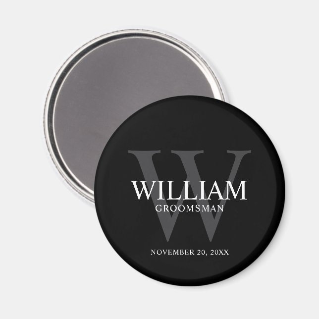 Personalised Groomsmen Monogram & Name Magnet (Front/Back)