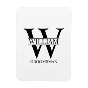 Personalised Groomsmen Monogram & Name Magnet