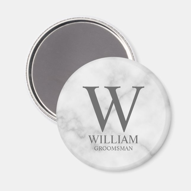 Personalised Groomsmen Monogram & Name Magnet (Front/Back)