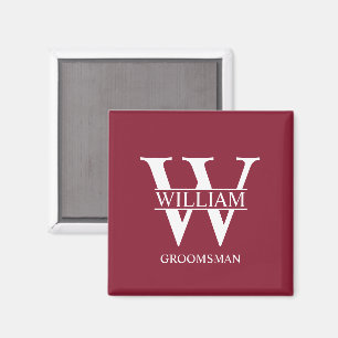 Personalised Groomsmen Monogram & Name Magnet