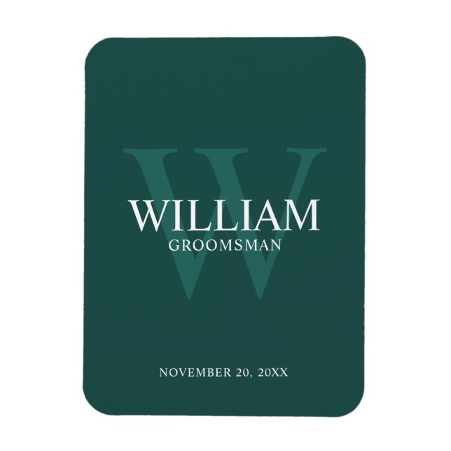 Personalised Groomsmen Monogram & Name Magnet (Vertical)