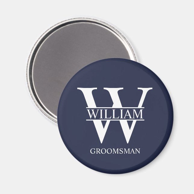 Personalised Groomsmen Monogram & Name Magnet (Front/Back)