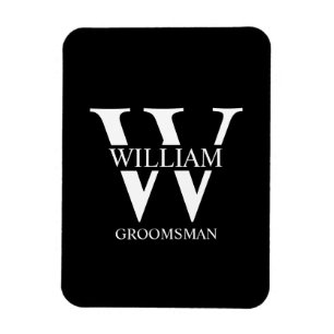 Personalised Groomsmen Monogram & Name Magnet