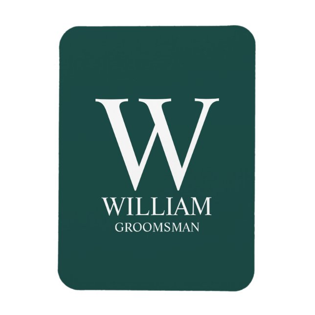 Personalised Groomsmen Monogram & Name Magnet (Vertical)