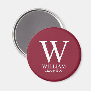 Personalised Groomsmen Monogram & Name Magnet