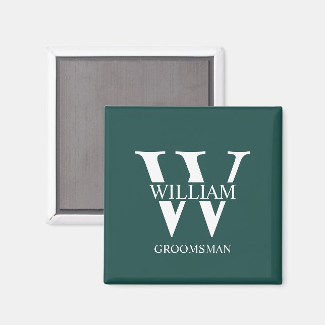 Personalised Groomsmen Monogram & Name Magnet (Front/Back)