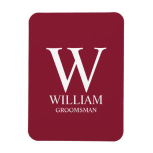 Personalised Groomsmen Monogram & Name Magnet