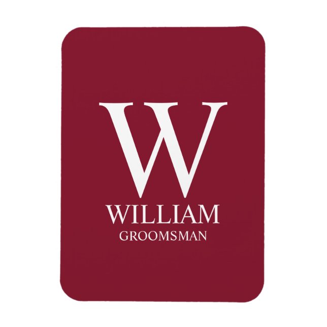 Personalised Groomsmen Monogram & Name Magnet (Vertical)