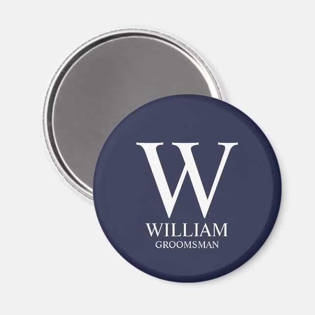 Personalised Groomsmen Monogram & Name Magnet (Front/Back)