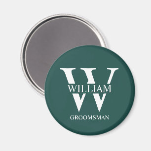 Personalised Groomsmen Monogram & Name Magnet