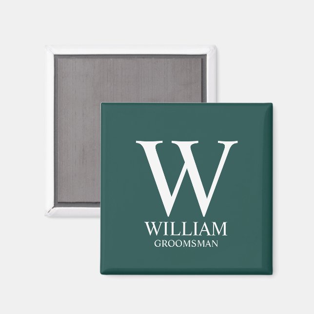 Personalised Groomsmen Monogram & Name Magnet (Front/Back)