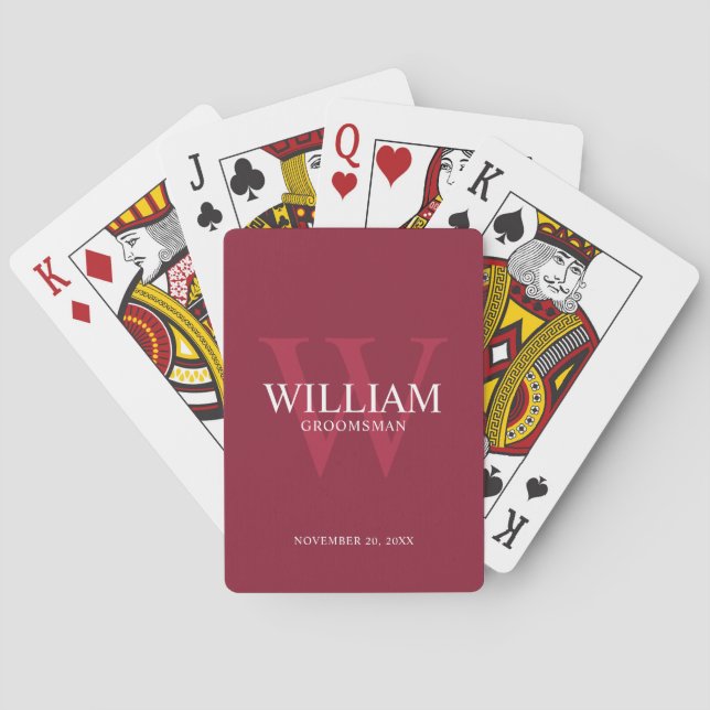 Personalised Groomsmen Monogram & Name Playing Cards (Back)