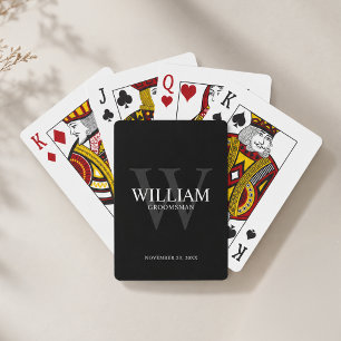 Personalised Groomsmen Monogram & Name Playing Cards