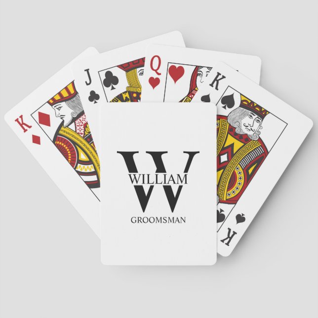 Personalised Groomsmen Monogram & Name Playing Cards (Back)