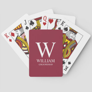 Personalised Groomsmen Monogram & Name Playing Cards