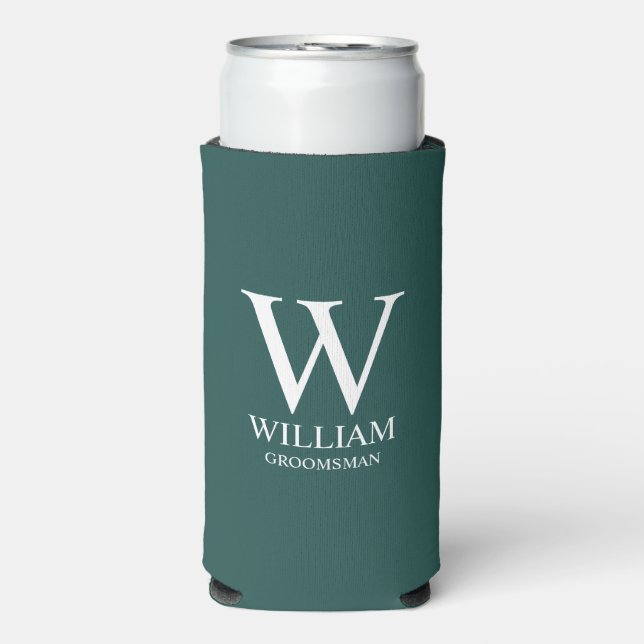 Personalised Groomsmen Monogram & Name Seltzer Can Cooler (Seltzer Front)