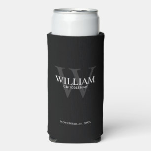 Personalised Groomsmen Monogram & Name Seltzer Can Cooler