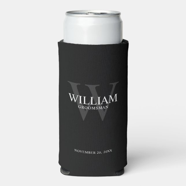 Personalised Groomsmen Monogram & Name Seltzer Can Cooler (Seltzer Front)